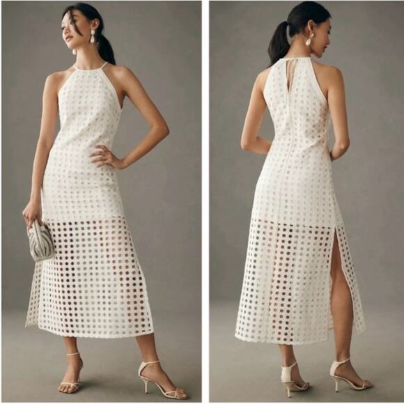 Anthropologie Vineet Bahl Eyelet Halter Maxi Dress Size X - Picture 1 of 10